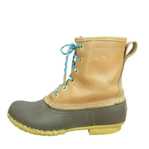 LL Bean Brown Leather 8' Gore-tex Insulated Mid Calf Duck Boots Size 8 M - Picture 1 of 11